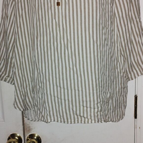 Ruby Rd tan white striped tunic  Sz XL - Picture 3 of 6